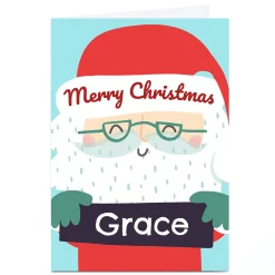 Personalised Bev Hopwood Christmas Card - Smiley Santa, Any Name