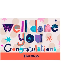 Personalised Bev Hopwood Congratulations Card - Well Done You