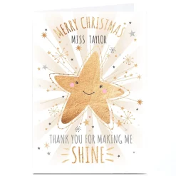 Personalised Bev Hopwood Christmas Card - Merry Christmas Teacher Star