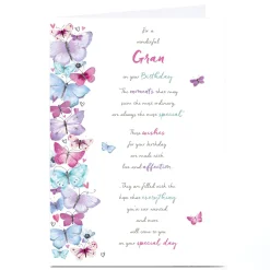 Personalised Birthday Card - Butterfly Column, Wonderful Gran