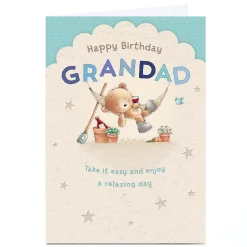 Personalised Birthday Card - Gardening Bear Hammock, Grandad