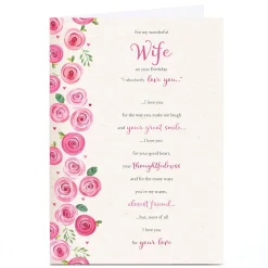 Personalised Birthday Card - Rose Border Reasons I Love You, Wife