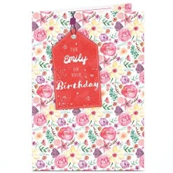Personalised Birthday Card - Florals & Red Label