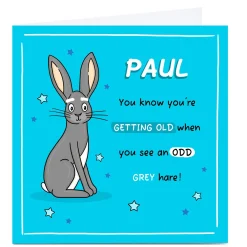 Personalised Birthday Card - Odd Grey Hare