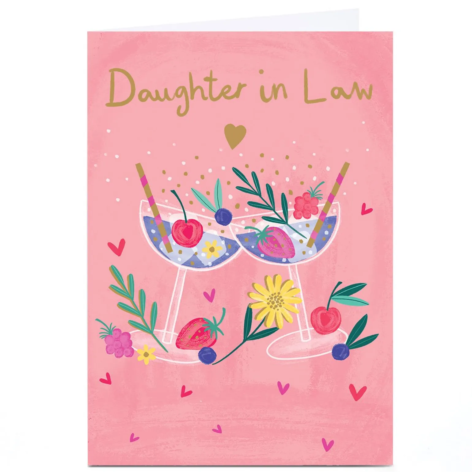 Personalised Birthday Card - Pink Fruity Cocktails, Daughter-In-Law