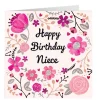 Personalised Birthday Card - Pretty Pink Flowers, Niece