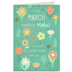 Personalised Birthday Card - March Birthday Happy Thoughts
