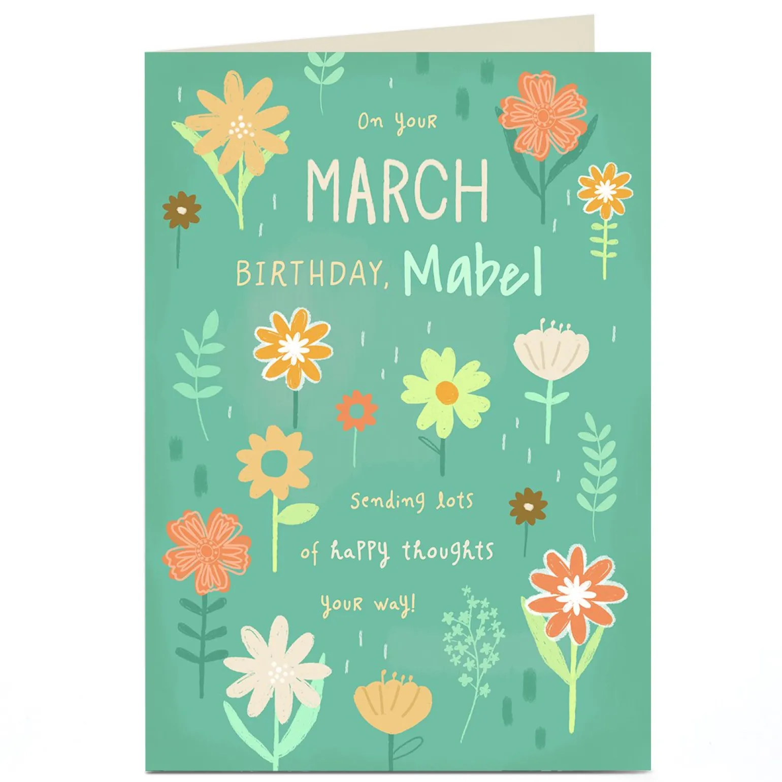 Personalised Birthday Card - March Birthday Happy Thoughts