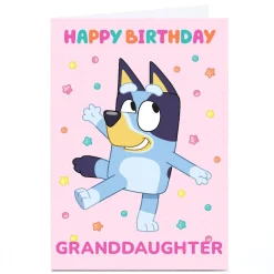 Personalised Birthday Card - Bluey Granddaughter Pink