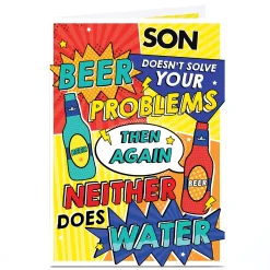 Personalised Birthday Card - Son Pop Art Beer