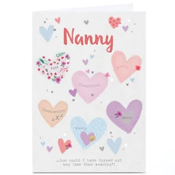 Personalised Birthday Card - Scrapbook Hearts, Nanny