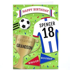 Personalised Birthday Card - Football Shirt Grandson