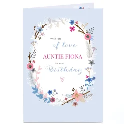 Personalised Birthday Card - Flowers Oval Boarder Auntie