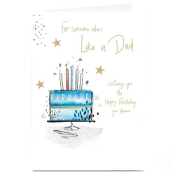 Personalised Birthday Card - Blue Birthday Cake and Stars, Like a Dad
