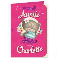 Personalised Birthday Card - Hugs Bear With Teapot