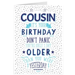 Personalised Birthday Card - One Day Older, Cousin