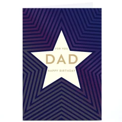 Personalised Birthday Card - Navy Classic Star, Dad