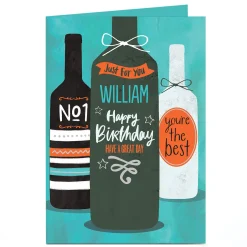 Personalised Birthday Card - Wine Bottles