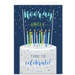 Personalised Birthday Card - Time To Celebrate Cake, Uncle