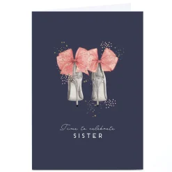 Personalised Birthday Card - Sparkle and Bows High Heels, Sister