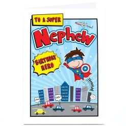 Personalised Birthday Card - Superhero City, Nephew