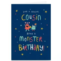 Personalised Birthday Card - Have a Monster Birthday, Cousin