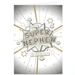 Personalised Birthday Card - Comic Book Style Explosion, Nephew