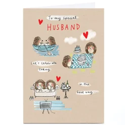 Personalised Birthday Card - Just You and Me Hedgehogs, Husband