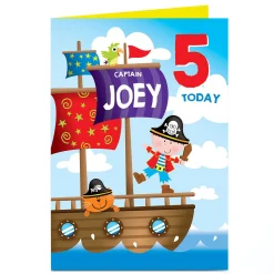 Personalised Birthday Card - Pirate Captain, Editable Age