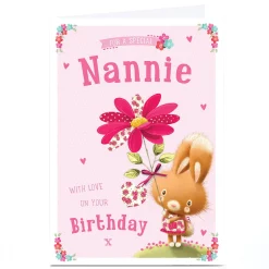 Personalised Birthday Card - Little Girl Bunny, Nannie