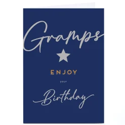 Personalised Birthday Card - Navy and Silver Star, Gramps