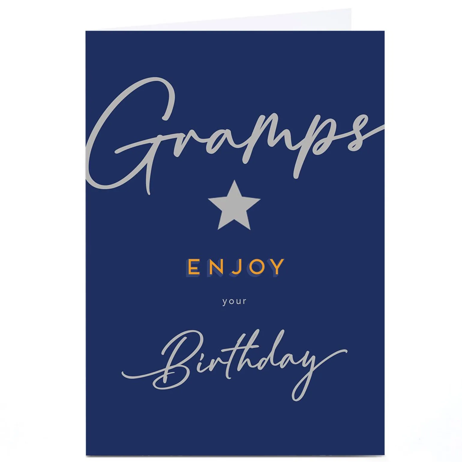 Personalised Birthday Card - Navy and Silver Star, Gramps