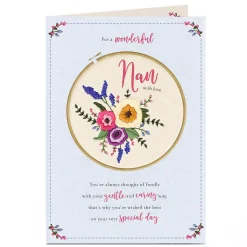 Personalised Birthday Card - For A Wonderful Nan Embroidery