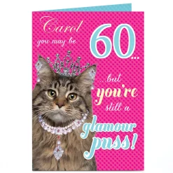 Personalised Birthday Card - Glamour Puss, Editable Age