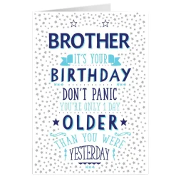 Personalised Birthday Card - One Day Older, Brother