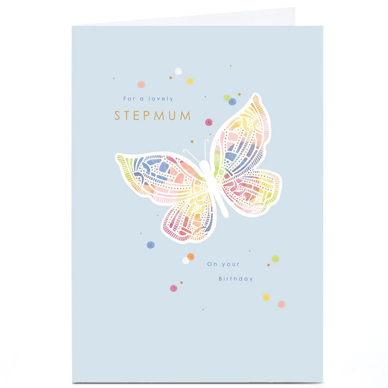 Personalised Birthday Card - Rainbow Butterfly, Stepmum