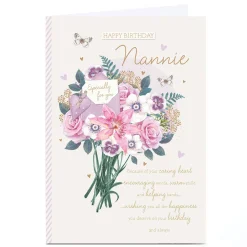 Personalised Birthday Card - Beautiful Bouquet Flowers, Nannie