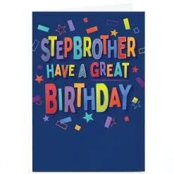Personalised Birthday Card - Bold and Bright Letters, Stepbrother