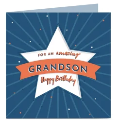 Personalised Birthday Card - Amazing Grandson Star