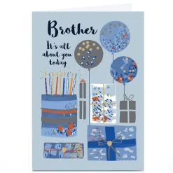 Personalised Birthday Card - It's All About You Today Blue Birthday, Brother
