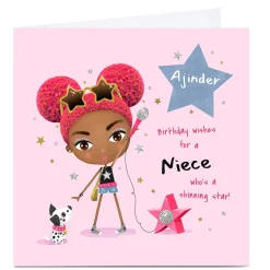 Personalised Birthday Card - Popstar Girl Niece
