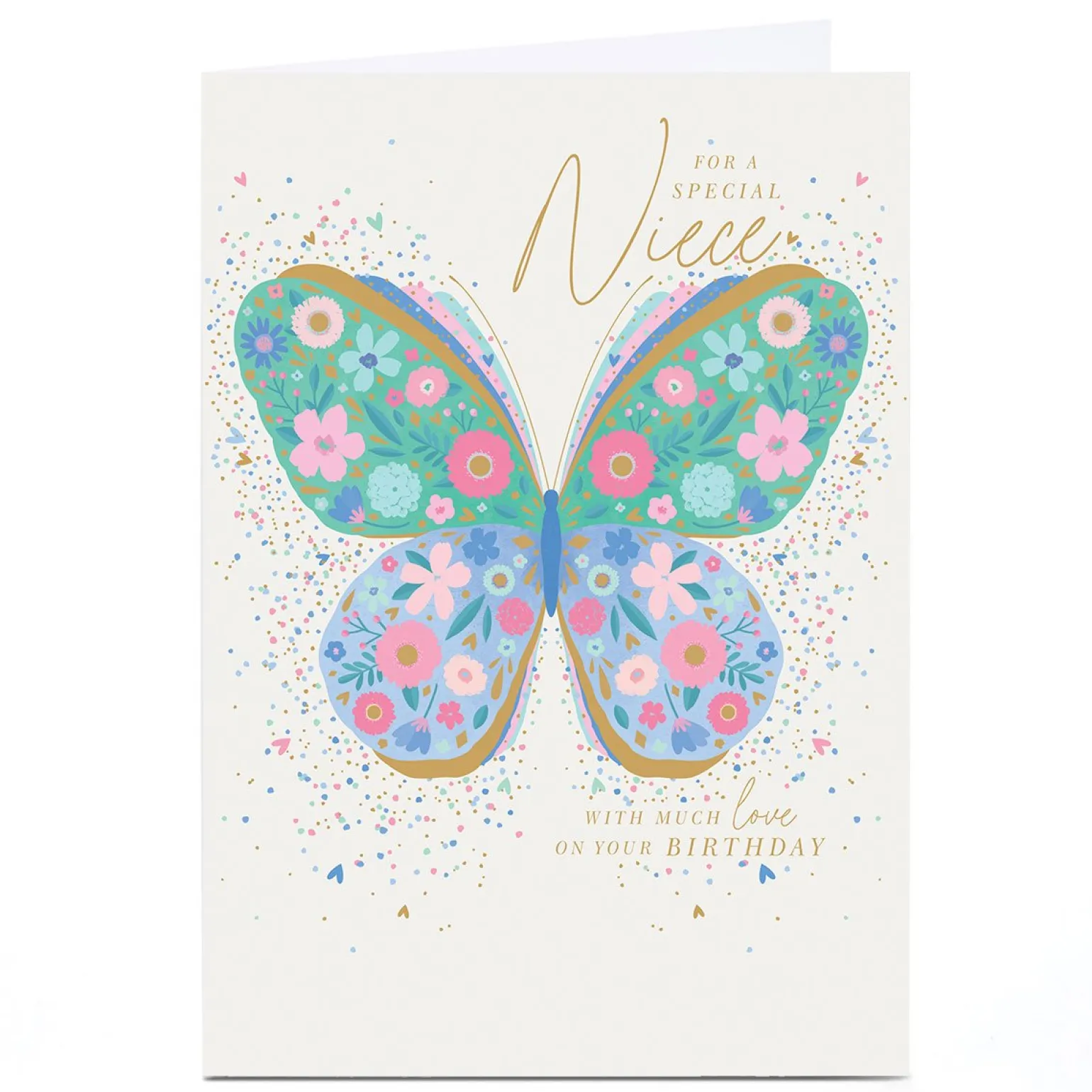 Personalised Birthday Card - Floral Butterfly, Niece