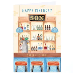 Personalised Birthday Card - Bar Backdrop, Son
