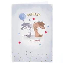 Personalised Birthday Card - Bunny Rabbit Couple, Husband