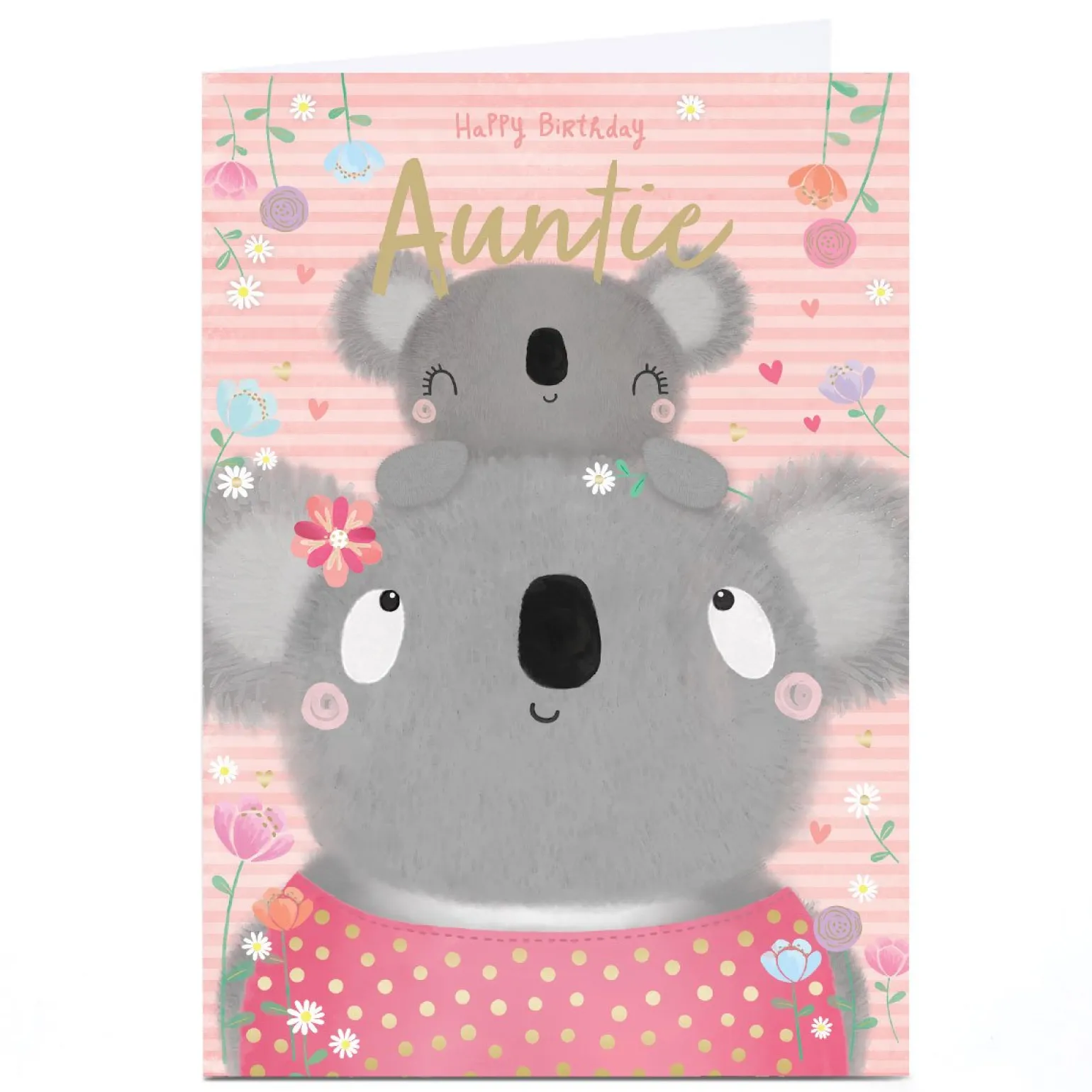 Personalised Birthday Card - Cute Koalas, Auntie