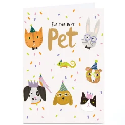 Personalised Birthday Card - Pets in Party Hats, For the Pet