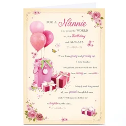 Personalised Birthday Card - On Your Birthday and Always Poem, Nannie