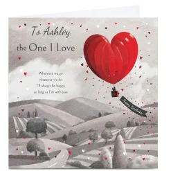 Personalised Birthday Card - One I Love Heart Air Balloon