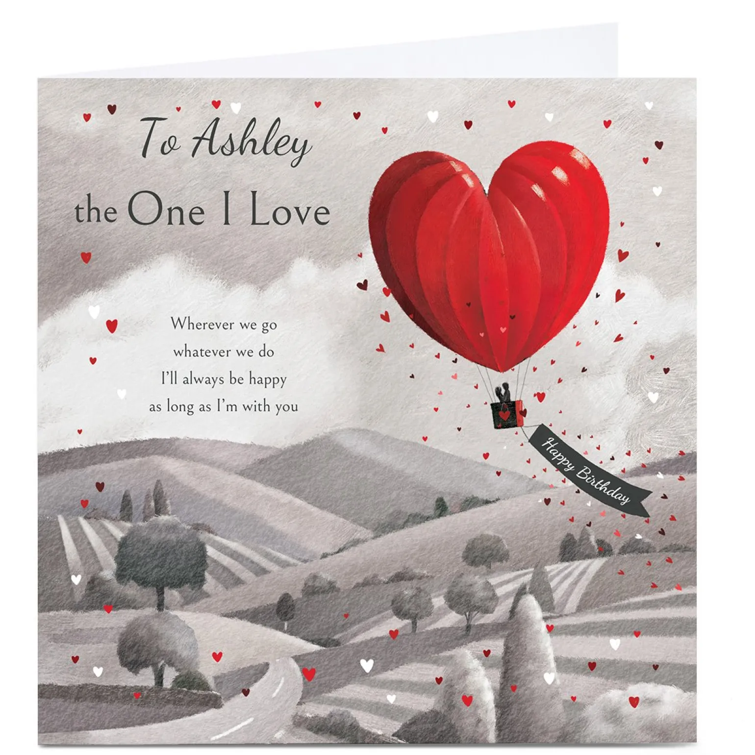 Personalised Birthday Card - One I Love Heart Air Balloon