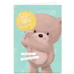 Personalised Birthday Card - Baby Bear Love You Balloon, Nannie